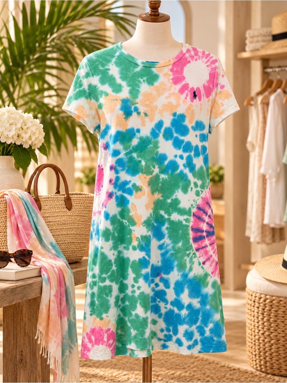 Women’s Polo Ralph Lauren Tie-Dye Short Sleeve Dress - Multicolor